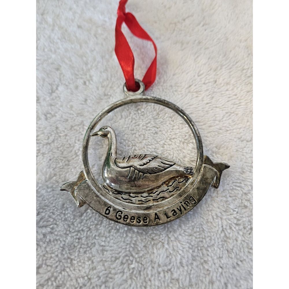 Godinger Silverplate  12 DAYS OF CHRISTMAS 6 Geese A‎ Laying 3 1/4" Ornaments